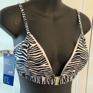 🖤🤍🦓 H&M Zebra Print Padded Bikini Top Size 10 NWT
